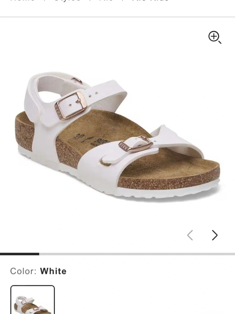 Birkenstock White Kids' Two-Strap Cork Sandals with Buckles